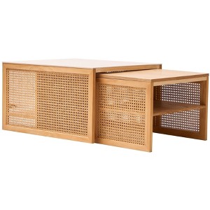 Nordlys Set of 2 Solid Wood Coffee Tables Classic Style Living Room - 1 of 4