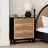 JIONJOY Artisan Distressed Nightstand - Fully Assembled Rattan & Wood 3-Drawer Dresser - 3 of 4