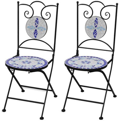 Garden Chair Set of 2 ,Powder-coated steel, Ceramic vidaXL