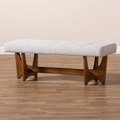 Theo 49'' Greyish Beige Upholstered Walnut Bedroom Bench
