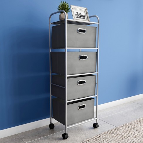 Homcom Dresser Storage Drawers With 6 Plastic Bins And Steel Frame,  Crafting Bins For Living Room, Bedroom, Grey : Target