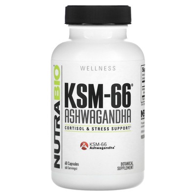 NutraBio KSM-66®, Ashwagandha, 60 Capsules (600 mg per Capsule)