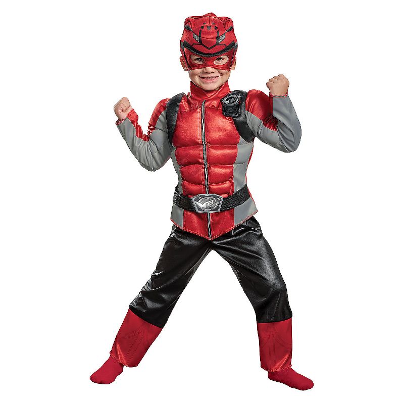 Toddler Boys' Red Ranger Beast Morphers Classic Muscle Jumpsuit, 1 of 5
