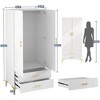 TIRAMISUBEST White 2-Door Wardrobe Armoire with Drawers & Hanging Rod - Modern Twill Design, Left Opening, 31.5"W x 76.77"H - 3 of 4