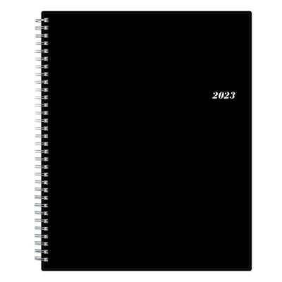 2023 Planner  8.5" x 11" Weekly/Monthly Wirebound  Flexible Cover Solid Black  - Blue Sky