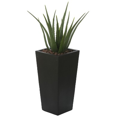 Black Fiberclay 18.5" Tall Tapered Square Planter