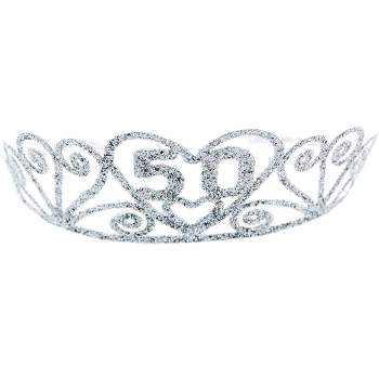 Elope Birthday "50" Silver Spakle Tiara Adult Crown
