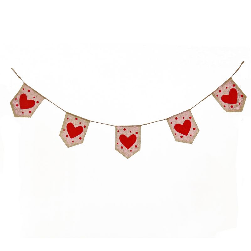 6' Red Hearts and Dots Jute Garland - National Tree Company, 1 of 4