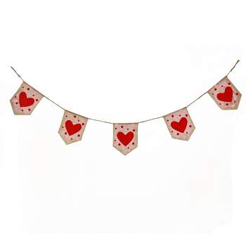 6' Red Hearts and Dots Jute Garland - National Tree Company