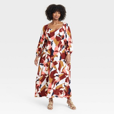 Women's Long Sleeve Crepe Maxi A-Line Dress - A New Day™