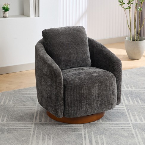 30.3"W Modern Swivel Chenille Upholstered Accent Barrel Chair, 360 Degrees Armchair for Nursery, 4Q- ModernLuxe - image 1 of 4