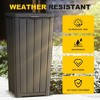 CAVINAS Weatherproof Trash Can, Outdoor Waterproof & UV Resistant Bin with Trash Bag Lock Design, Wood-Like Finish - 2 of 4