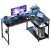 GTRACING 47" L Shaped Gaming Desk with a Mini-Table, Carbon Fiber Style Computer Desk - 2 of 4