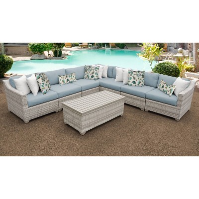 Fairmont 8pc Patio Sectional Seating Set with Cushions - Spa - TK Classics