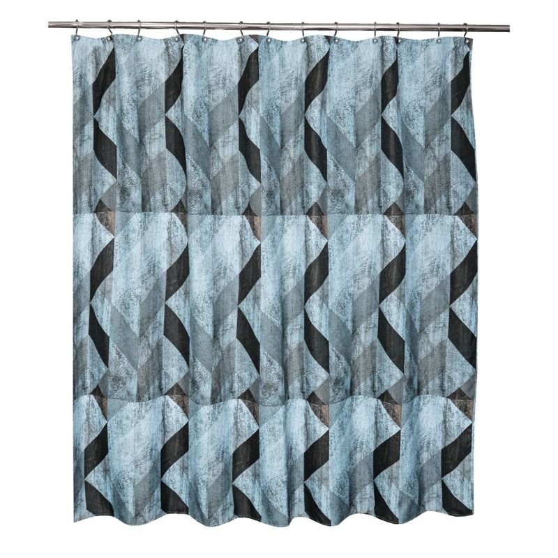 Zig Zag Shower Curtain Teal/Tan - Moda at Home, 4 of 5