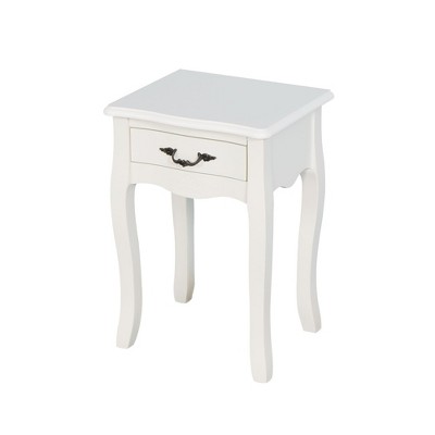 Lirago,14.96"L*12.2"W*21.45"H,White Floor-Standing Side Table with Drawer - Minimalist Storage Table with 4 Curved Legs