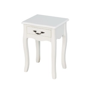 Lirago,14.96"L*12.2"W*21.45"H,White Floor-Standing Side Table with Drawer - Minimalist Storage Table with 4 Curved Legs - 1 of 4
