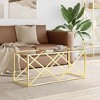 vidaXL Stainless Steel and Glass Coffee Table - 43.3"x17.7", Gold Frame, Tempered Glass Top - 2 of 4
