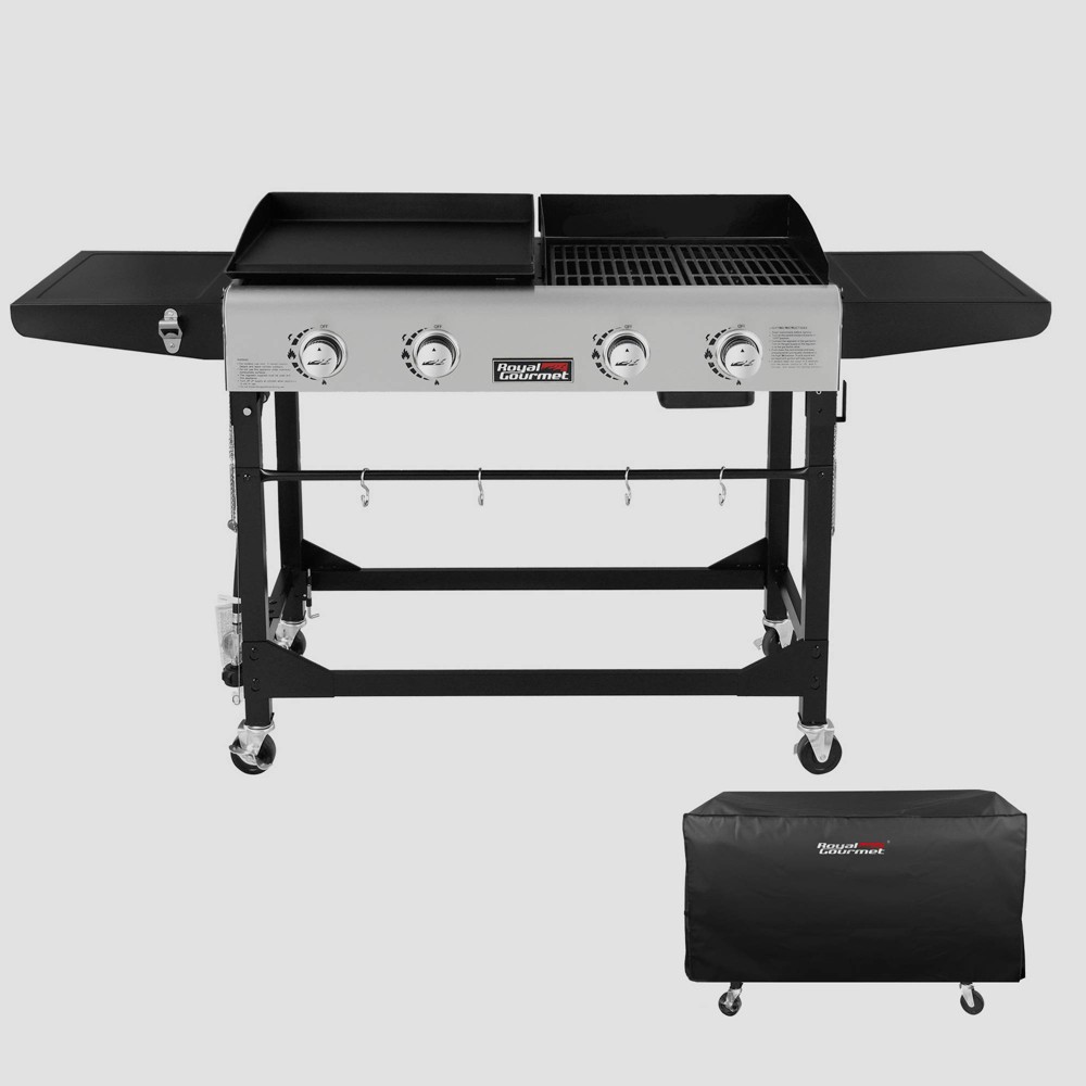 Photos - BBQ / Smoker Royal Gourmet 4-Burner 48000 BTU Iron Portable Flat Top Gas Combination Gr