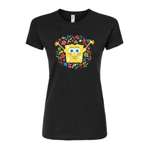 Women's - SpongeBob SquarePants - Spongebob Pattern Fitted Graphic T-Shirt - 1 of 4