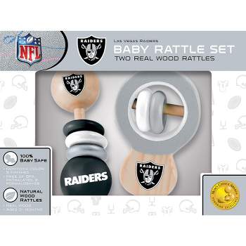 Baby Fanatic Wood Rattle 2 Pack - NFL Las Vegas Raiders Baby Toy Set