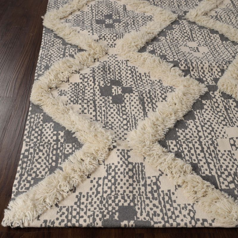 Hand-Tufted Printed Diamond Geometric Cotton-Wool Blend Indoor Area Rug by Blue Nile Mills, 2 of 8