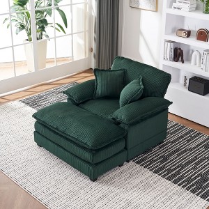 NicBex 56.3 Inch Modern Corduroy Single Sofa with 2 Toss Pillows and A Ottoman, Comfy Sofa- Deep Seat Couch for Living Room - 1 of 4