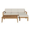 GDFStudio Parma Acacia Wood 3 Seater Sectional Sofa Set with Ottoman - 3 of 4