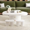 Vynxaria Cloud Coffee Tables Set, Irregular Shape with Drawers and Stools - 4 of 4