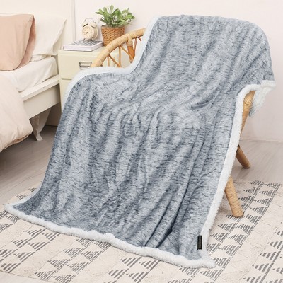 Melange Grey Reversible Sherpa Fleece Throw Blanket 50x60