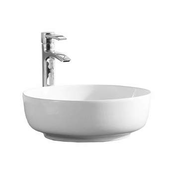 Fine Fixtures Round Thin Edge Vessel Bathroom Sink Vitreous China Without Overflow
