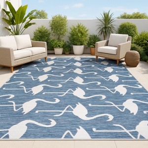 JONATHAN Y Liana Casual Coastal Flamingos Two-Tone Indoor/Outdoor Area Rug - 1 of 4