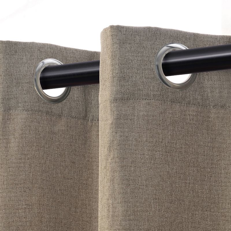Modern Classic Linen Pattern Room Darkening Blackout Curtains, Set of 2 by Blue Nile Mills, 2 of 6