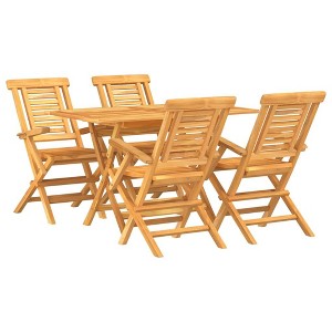 vidaXL Patio Dining Set Outdoor Table and Chair Furniture Solid Wood Teak - 1 of 4
