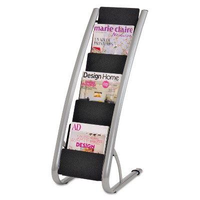Alba Literature Floor Rack Six Pocket 13 1/3 x 19 2/3 x 36 2/3 Silver Gray/Black DDEXPO6