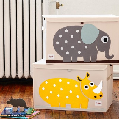 Yellow Rhino Collapsible Toy Chest with Handles