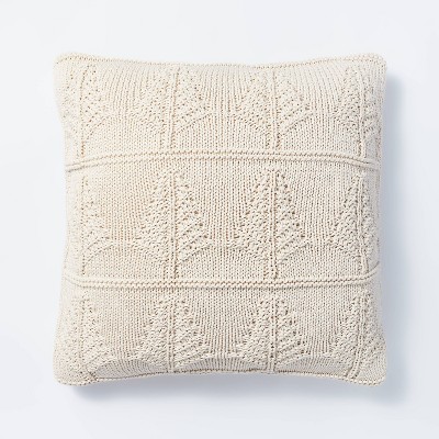 Knit Square Christmas Tree Throw Pillow Cream - Threshold™ designed with Studio McGee