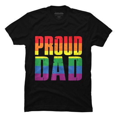 Adult Design By Humans Rainbow Pride Proud Dad By Luckyst T-Shirt - Black - 4X Large