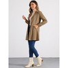 Allegra K Women's Notched Lapel Belted Trench Long Denim Jacket - 2 of 4