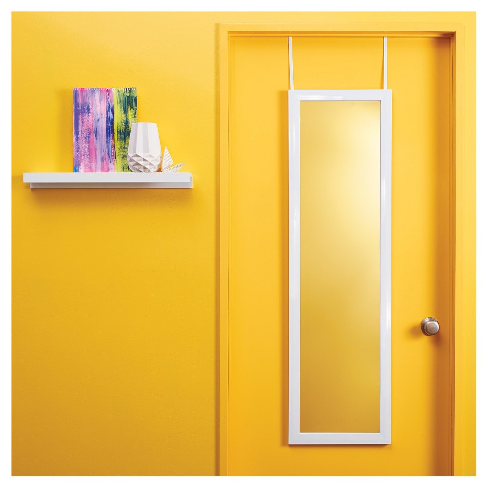 Door Mirror: Over-the-Door Mirror White 14.75"x.75"x50.75" - Room Essentials