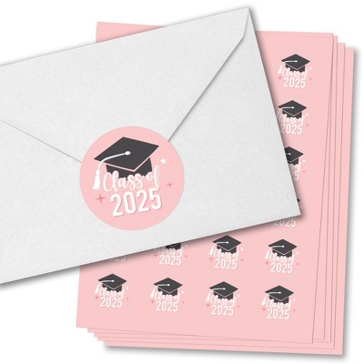 Big Dot of Happiness Class of 2025 Rose Gold Grad Envelope Seal Stickers, Round Circle Stickers to Seal Cards, Graduation Envelope Seals - 120 Count