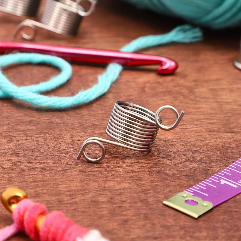 Bright Creations 10 Pack 2 Sizes Metal Yarn Guide Finger Holder Knitting Thimble for Crochet Knitting, 2 of 8