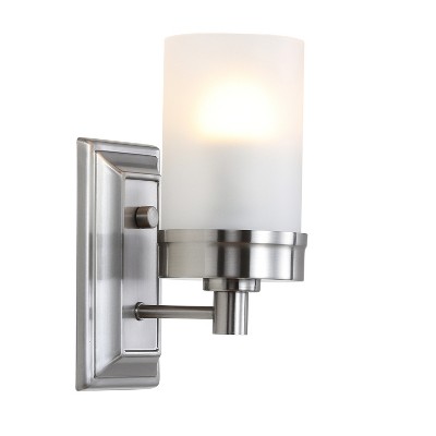 Kelvin Nickel 9.5" Modern Bathroom Sconce with Glass Shade