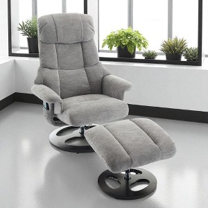 Mshliw Ergonomic Swivel Recliner Office Chair with Ottoman, Heated Chenille Massage Lounge Chair, 140° Recline & Footrest for Home Office - 1 of 4