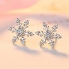 Hypoallergenic 925 Silver Tiny Snowflake Earrings - Sparkling Rhinestone Snowflake Flower Xmas Festive Jewelry - 2 of 4