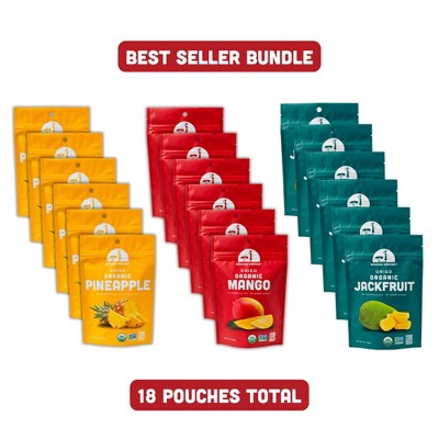 Mavuno Harvest Bestseller Bundle, Organic Dried Mango, Pineapple, & Jackfruit, Delicious & Real Flavors, Perfect Snack for All Ages, 2oz Bags - 18 PK