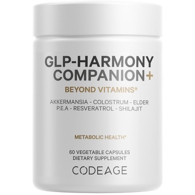 Codeage GLP-Harmony Companion+, GLP-1 Agonist Support, Lion's Mane, PEA, Shilajit Akkermansia - 60 ct