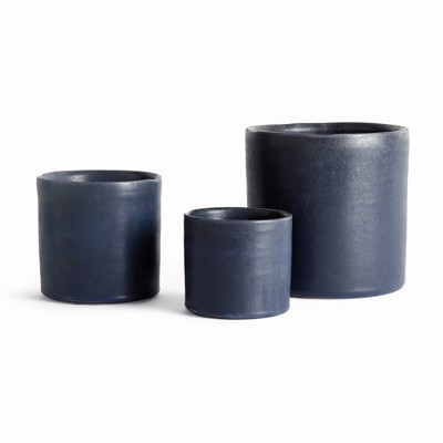 Plum & Post Navy Terracotta Planters Studio Cachepots, Set of 3