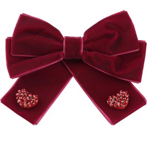 INSPIRE CHIC Women's Heart Shaped Decoration Bow Cute Elegant Preppy Brooch Pin Bow Tie - 1 of 4