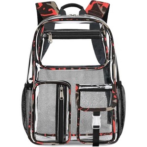 Heavy Duty Clear Backpack, TPU Stadium Bookbag for Sports Events & Travel, Large Capacity Grey See-Through Bag - 1 of 4